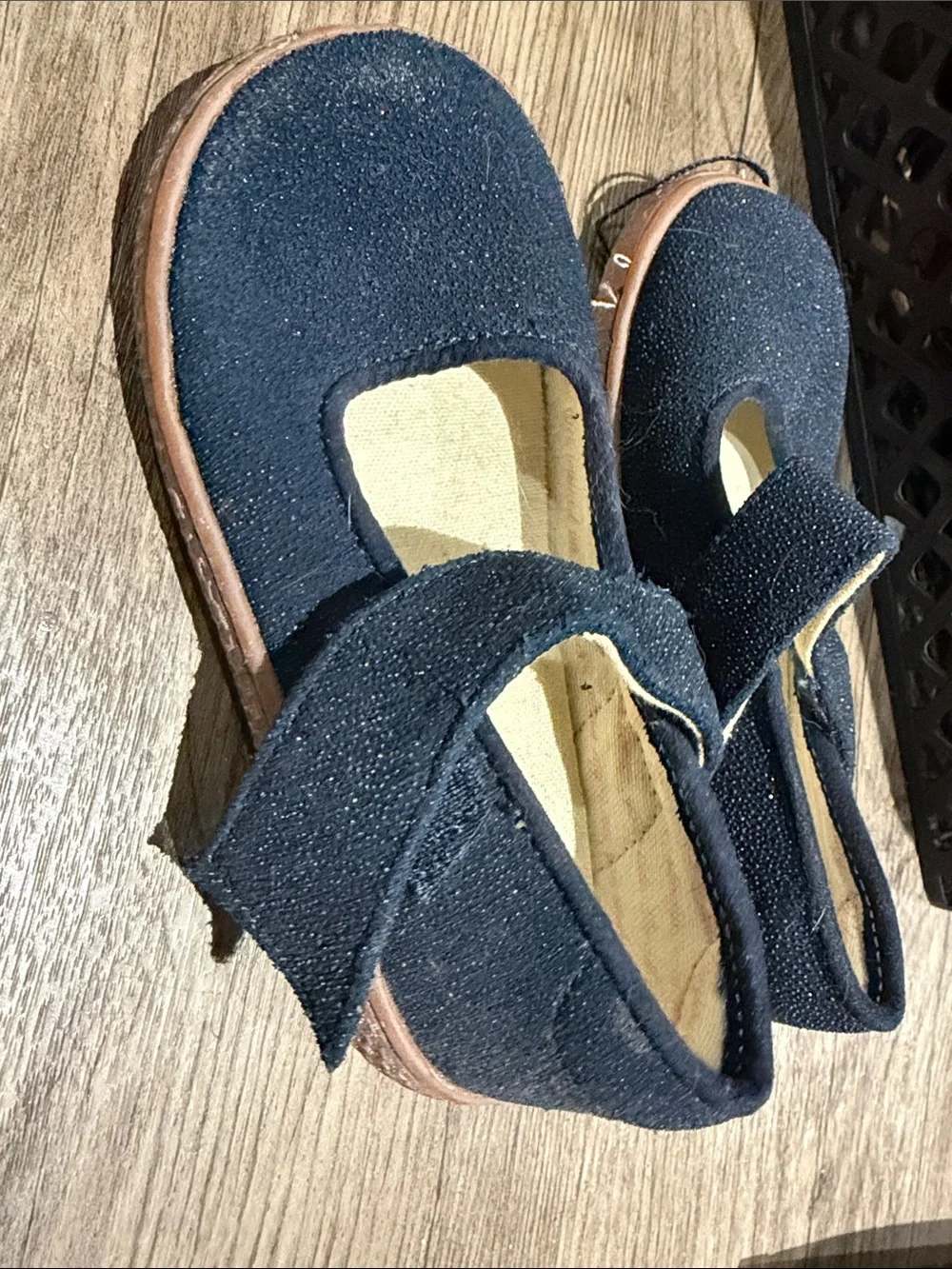 Livie & Luca Navy Blue Glitter Mary Jane Shoes for Kids